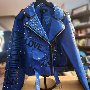 "The Love Jacket" Vintage Style Punk jacket Vibrant Blue Womens